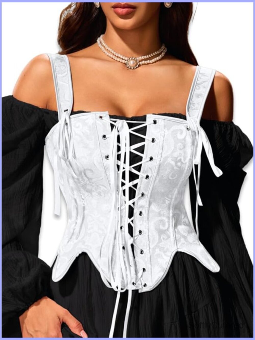 Renaissance Fairy Corset, Vintage Jacquard Floral Lace Up Bustier for Women